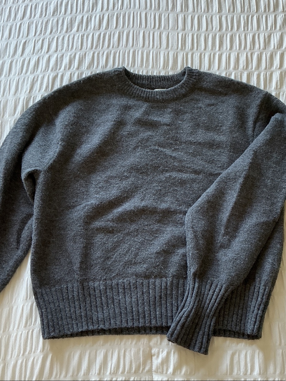 Oak & Fort Crewneck Wool Sweater - Charcoal Gray
